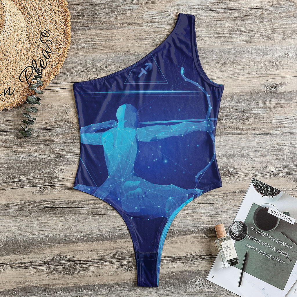 Sagittarius Horoscope Sign Print One Shoulder Bodysuit