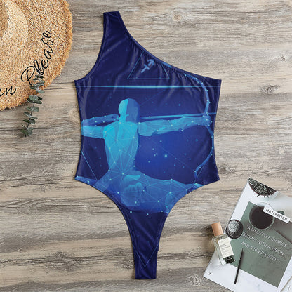 Sagittarius Horoscope Sign Print One Shoulder Bodysuit