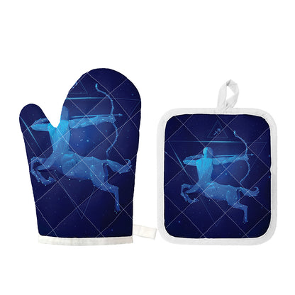 Sagittarius Horoscope Sign Print Oven Mitt And Pot Holder Set