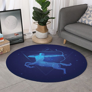 Sagittarius Horoscope Sign Print Round Rug