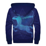 Sagittarius Horoscope Sign Print Sherpa Lined Zip Up Hoodie