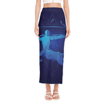 Sagittarius Horoscope Sign Print Side Slit Maxi Skirt