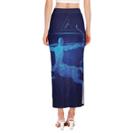 Sagittarius Horoscope Sign Print Side Slit Maxi Skirt