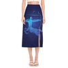 Sagittarius Horoscope Sign Print Side Slit Midi Skirt