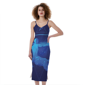 Sagittarius Horoscope Sign Print Slim Fit Midi Cami Dress