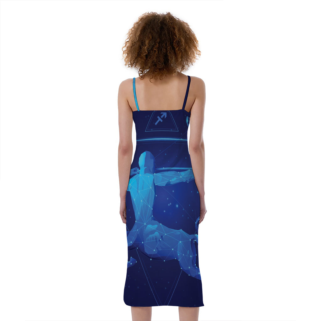 Sagittarius Horoscope Sign Print Slim Fit Midi Cami Dress