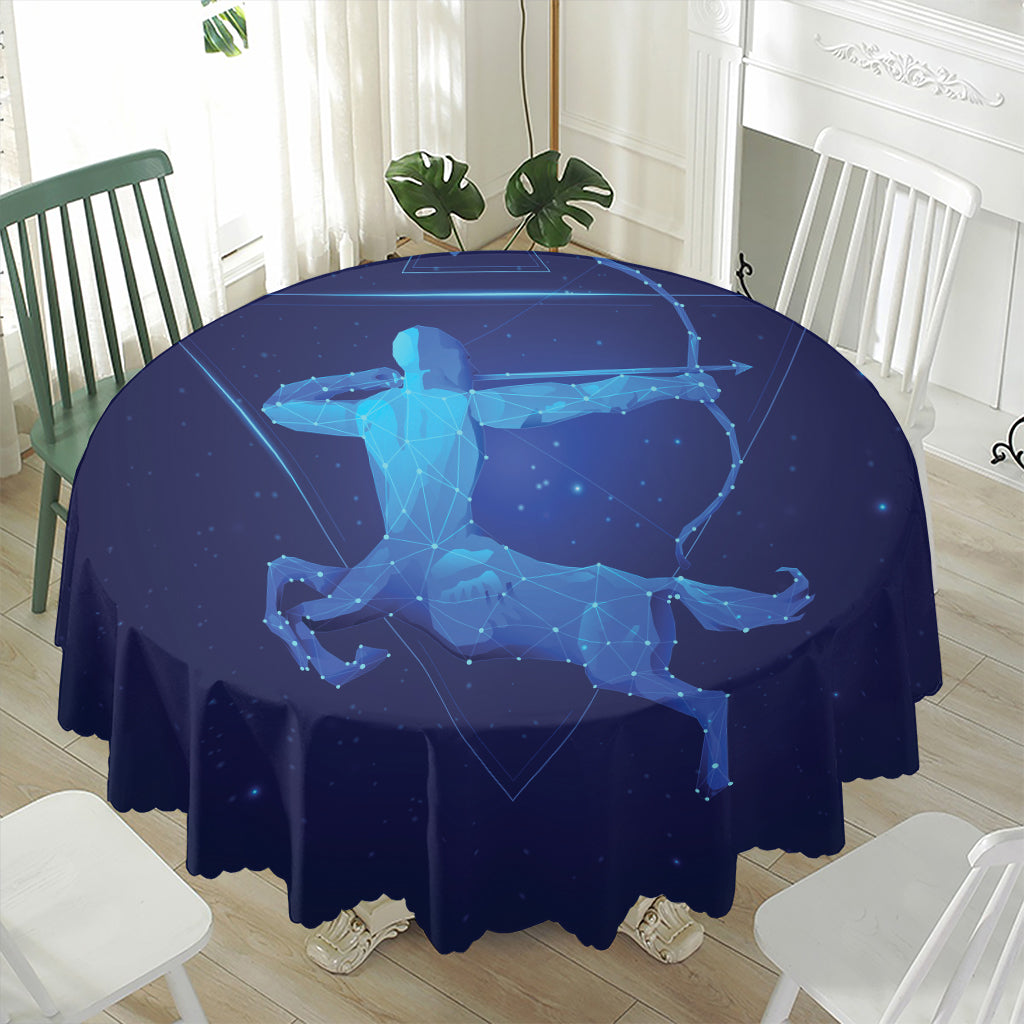 Sagittarius Horoscope Sign Print Waterproof Round Tablecloth