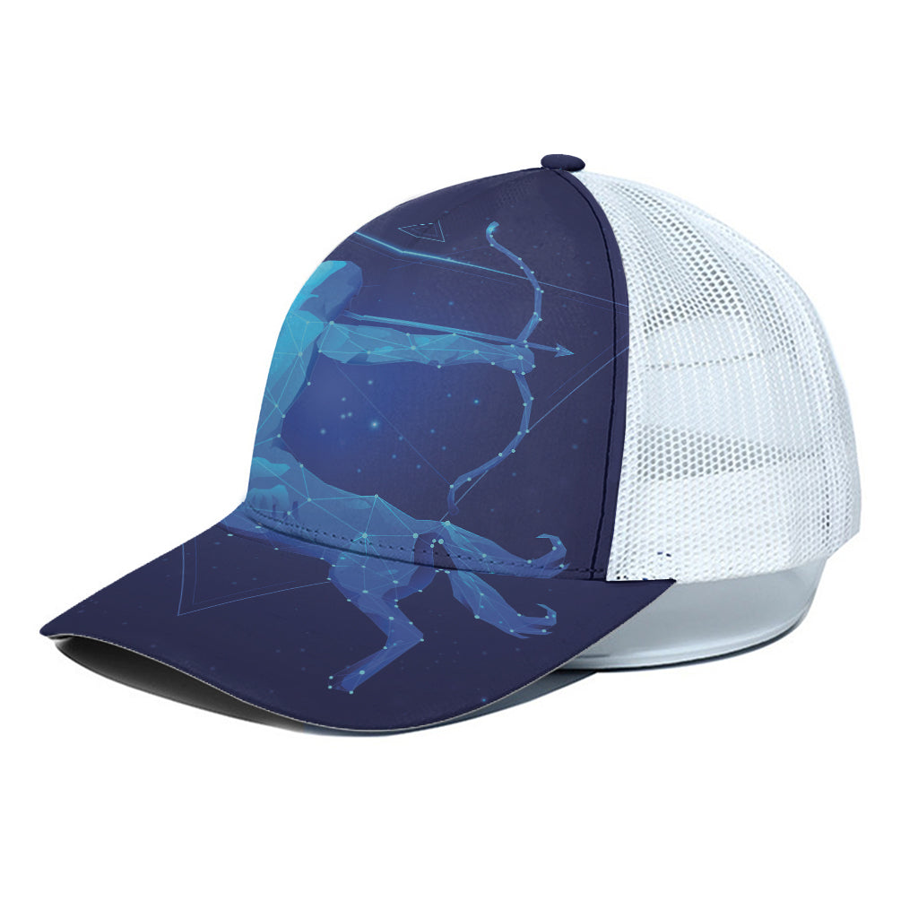 Sagittarius Horoscope Sign Print White Mesh Trucker Cap