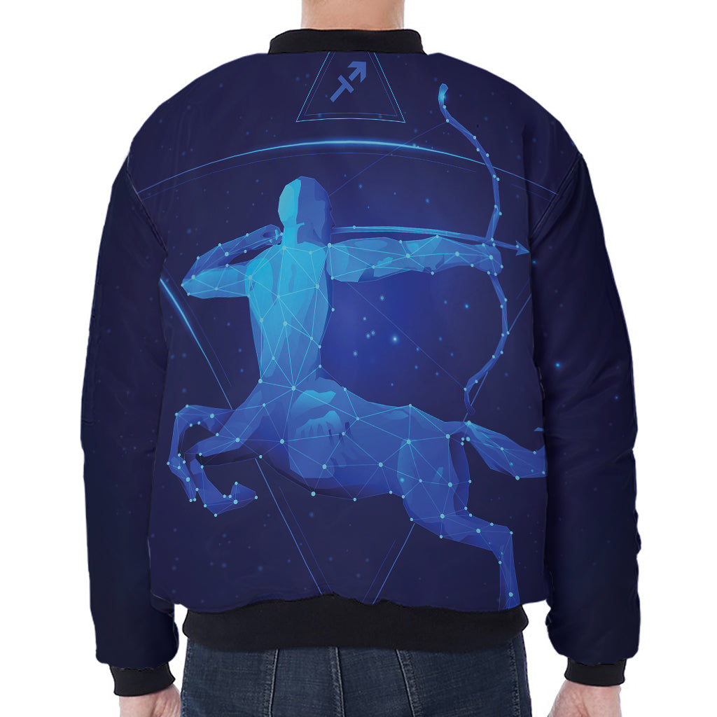 Sagittarius Horoscope Sign Print Zip Sleeve Bomber Jacket