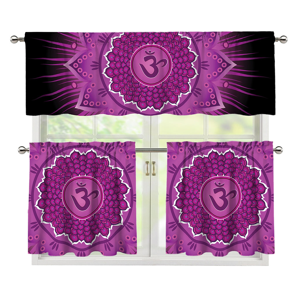 Sahasrara Chakra Mandala Print 3 Piece Kitchen Curtains