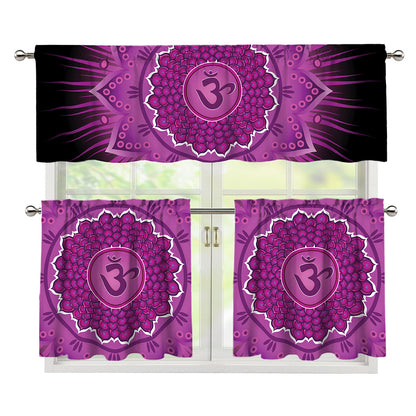 Sahasrara Chakra Mandala Print 3 Piece Kitchen Curtains