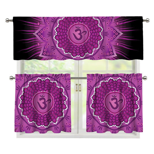 Sahasrara Chakra Mandala Print 3 Piece Kitchen Curtains