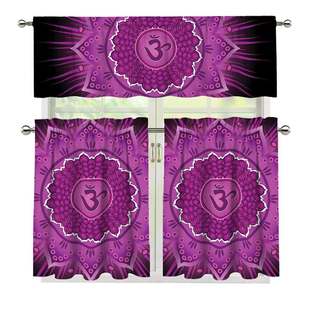 Sahasrara Chakra Mandala Print 3 Piece Kitchen Curtains