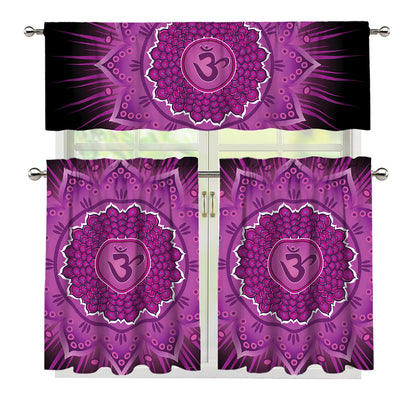 Sahasrara Chakra Mandala Print 3 Piece Kitchen Curtains