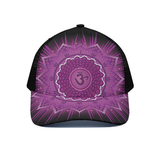 Sahasrara Chakra Mandala Print Black Mesh Trucker Cap