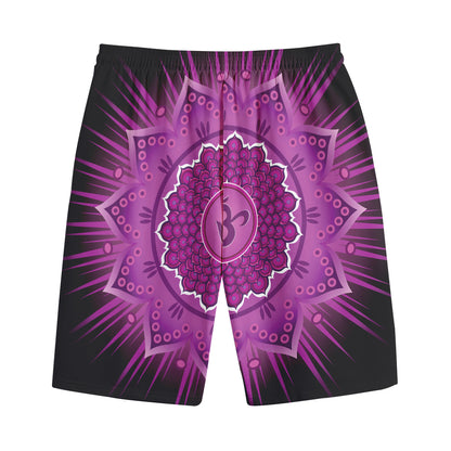 Sahasrara Chakra Mandala Print Cotton Shorts