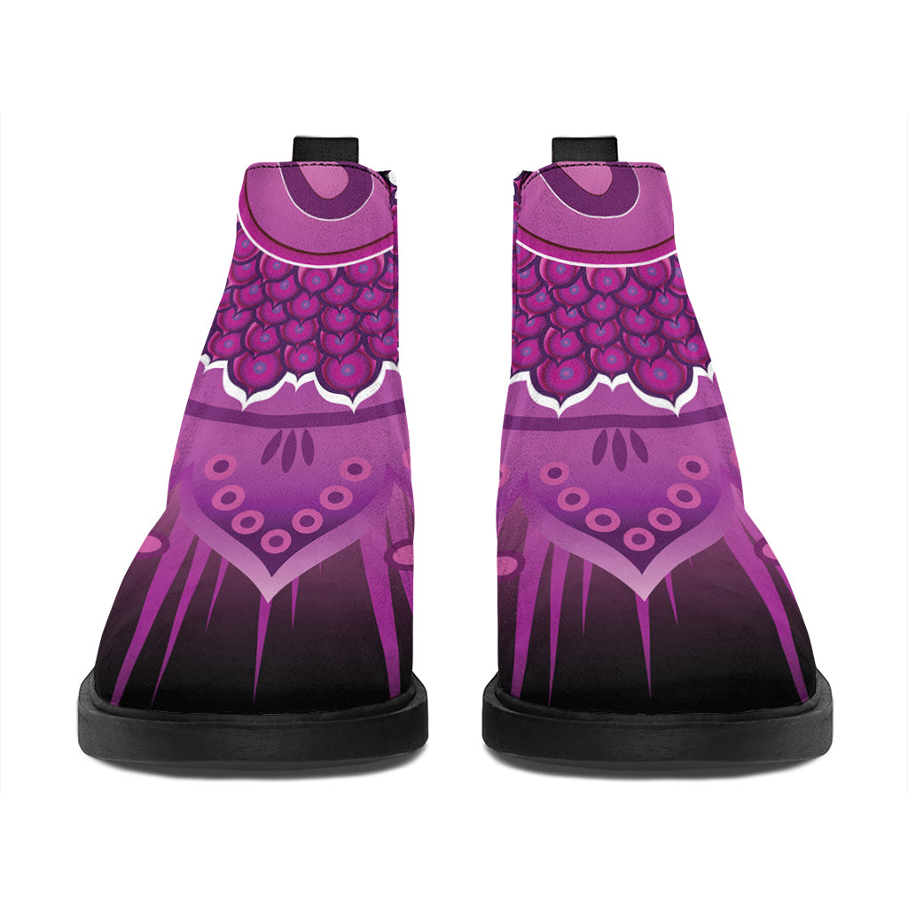 Sahasrara Chakra Mandala Print Flat Ankle Boots