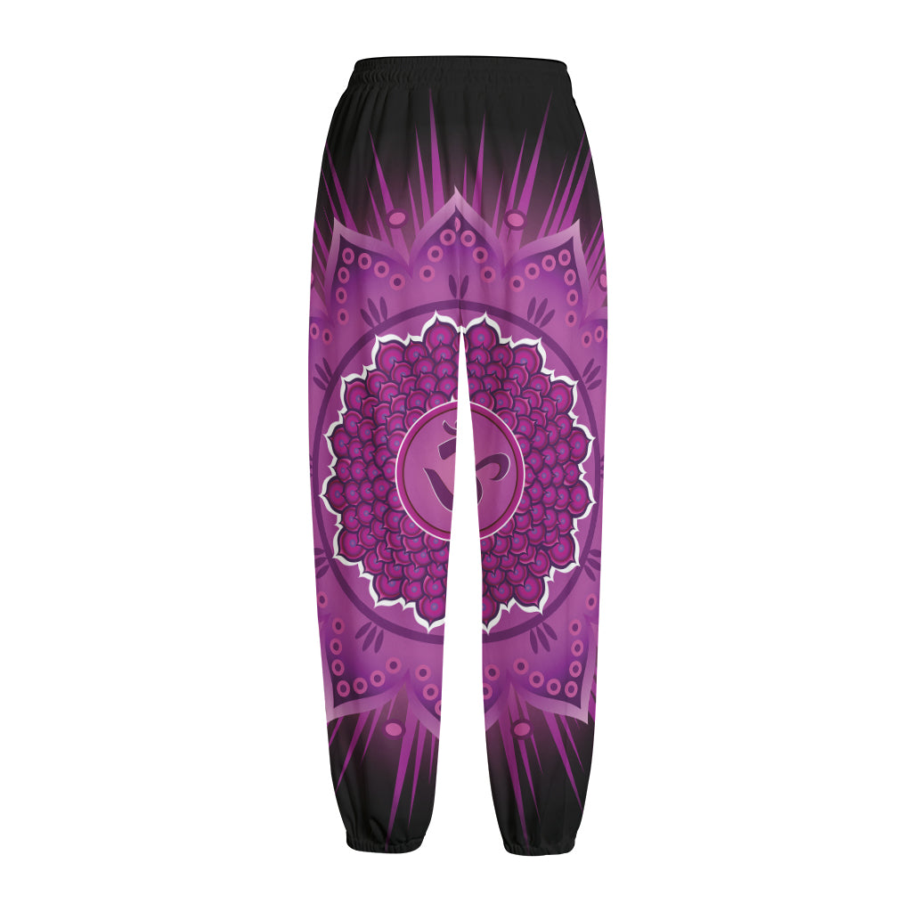 Sahasrara Chakra Mandala Print Fleece Lined Knit Pants