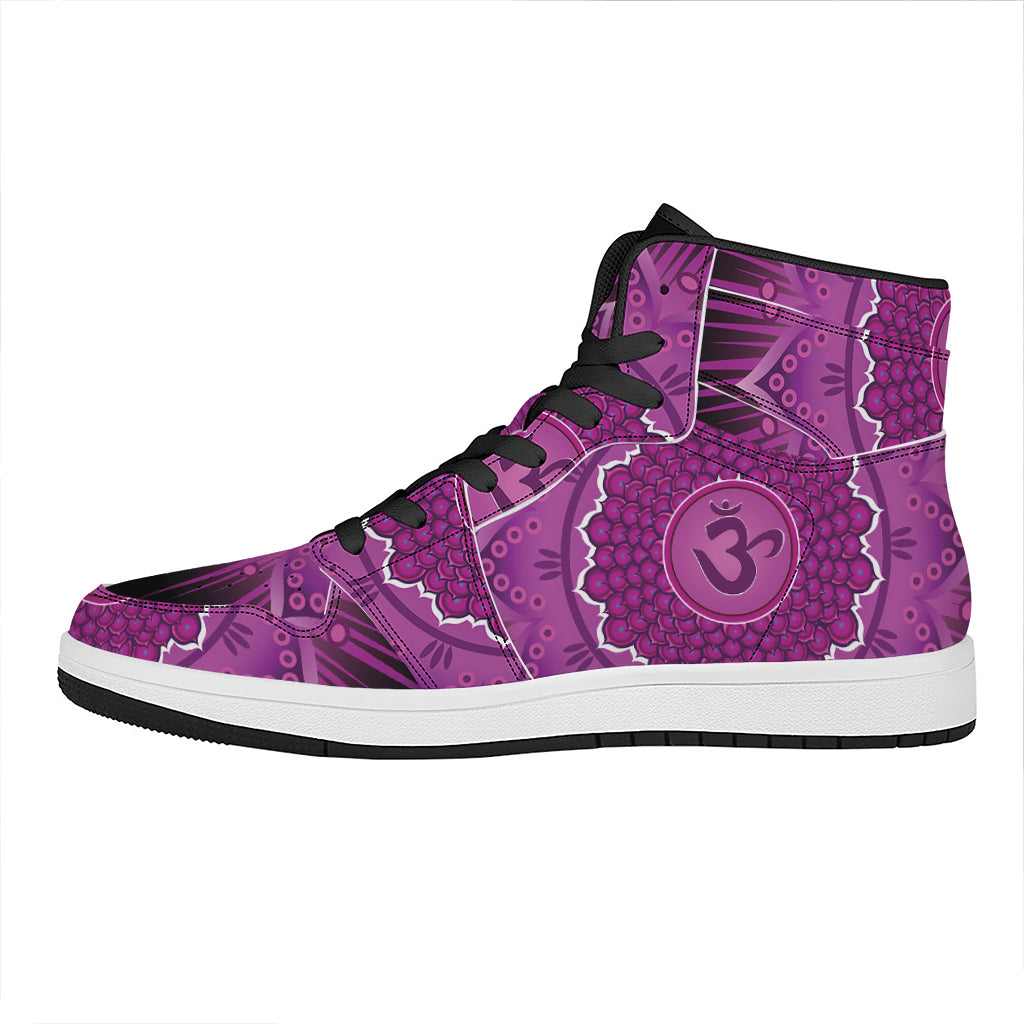 Sahasrara Chakra Mandala Print High Top Leather Sneakers