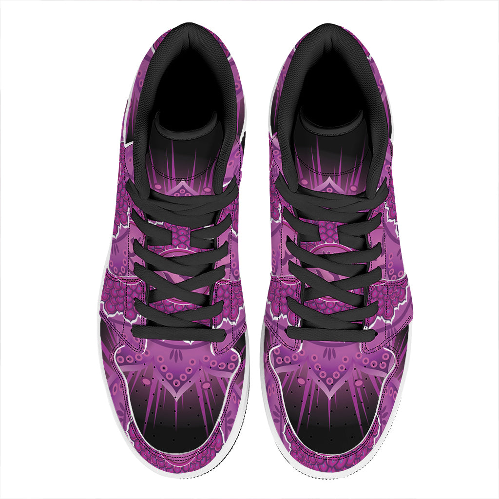 Sahasrara Chakra Mandala Print High Top Leather Sneakers