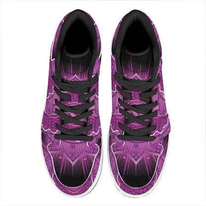 Sahasrara Chakra Mandala Print High Top Leather Sneakers