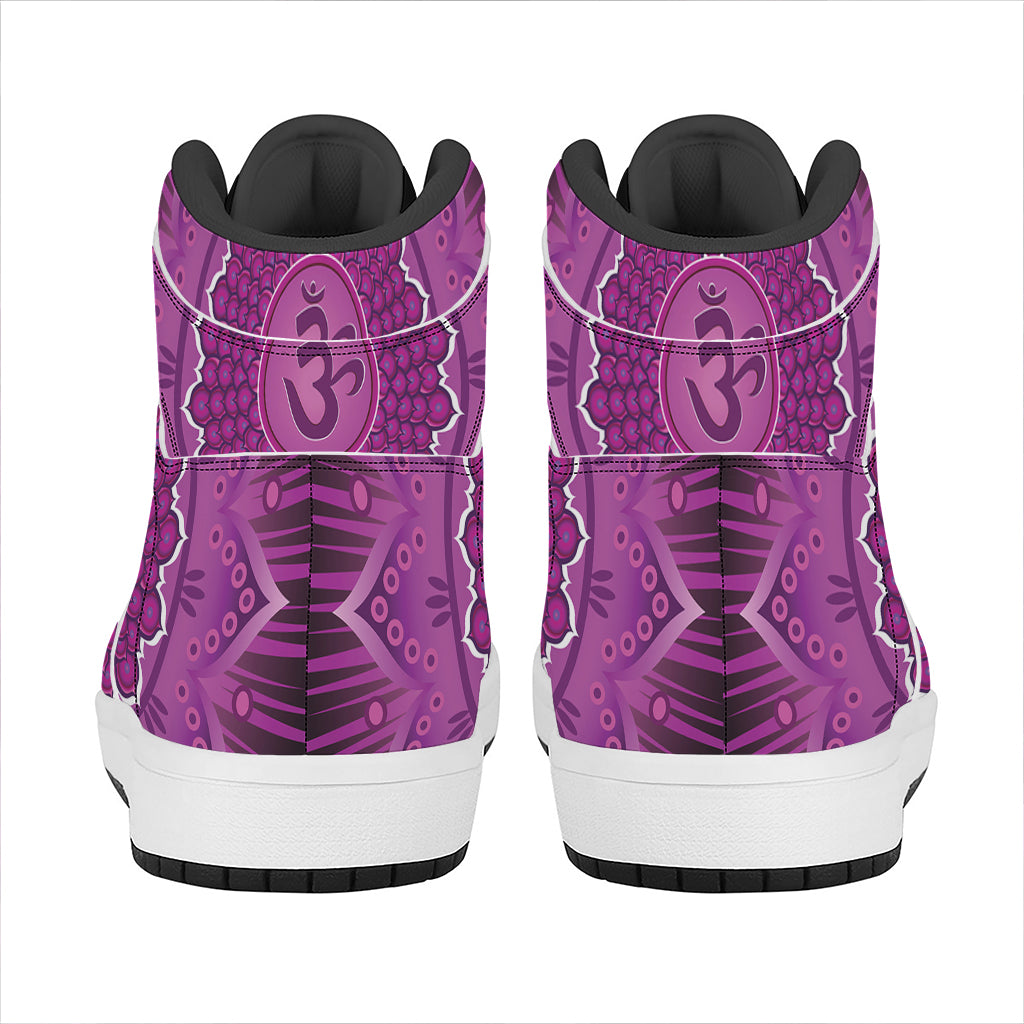 Sahasrara Chakra Mandala Print High Top Leather Sneakers
