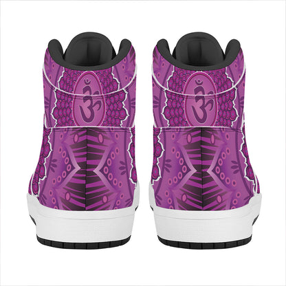 Sahasrara Chakra Mandala Print High Top Leather Sneakers