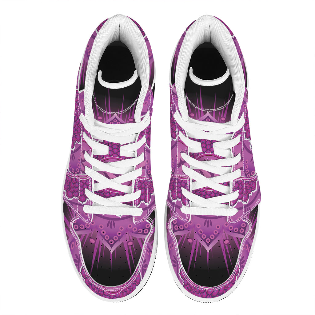Sahasrara Chakra Mandala Print High Top Leather Sneakers
