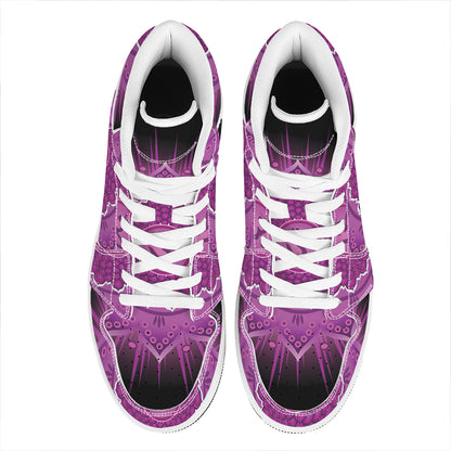 Sahasrara Chakra Mandala Print High Top Leather Sneakers