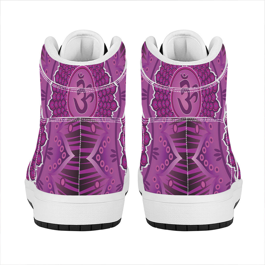 Sahasrara Chakra Mandala Print High Top Leather Sneakers