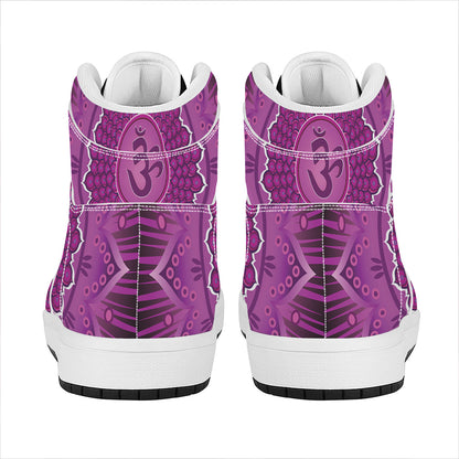 Sahasrara Chakra Mandala Print High Top Leather Sneakers