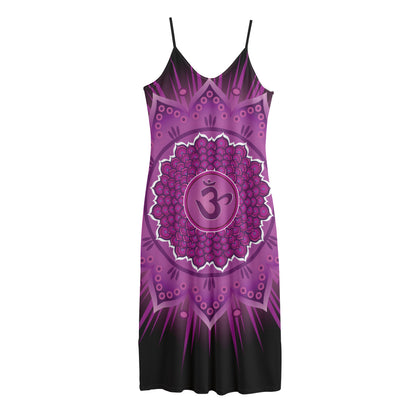 Sahasrara Chakra Mandala Print Jersey Midi Cami Dress