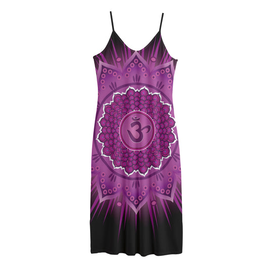 Sahasrara Chakra Mandala Print Jersey Midi Cami Dress