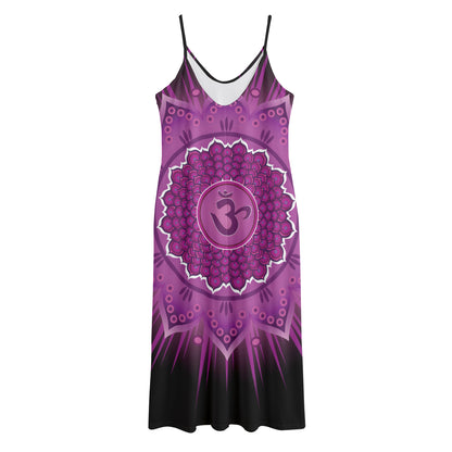 Sahasrara Chakra Mandala Print Jersey Midi Cami Dress