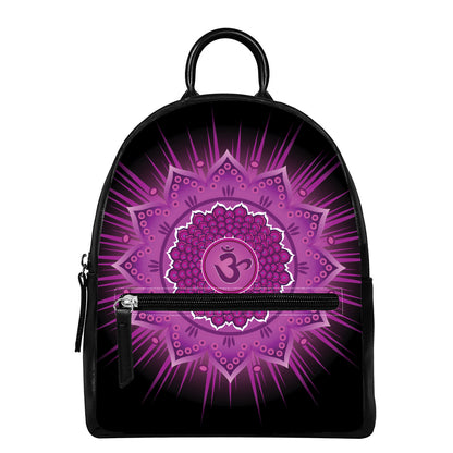 Sahasrara Chakra Mandala Print Leather Backpack