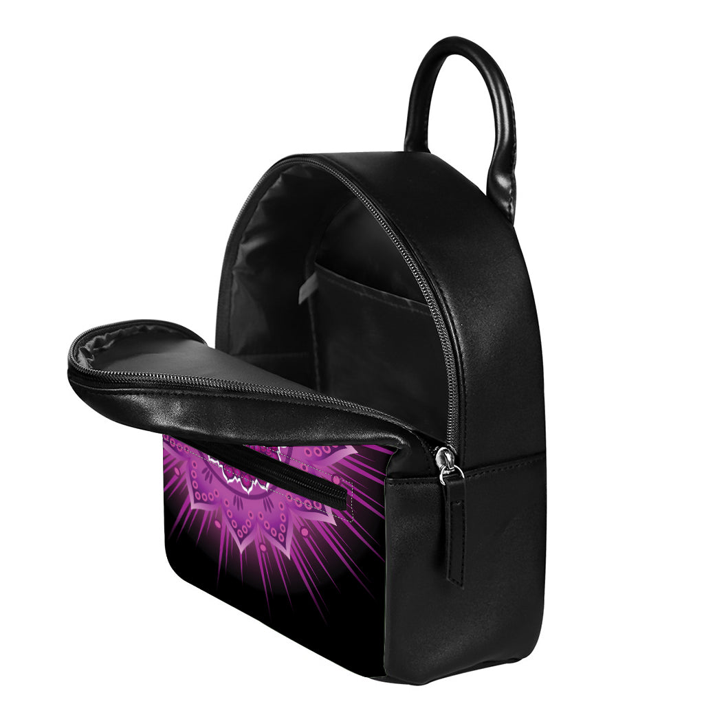 Sahasrara Chakra Mandala Print Leather Backpack