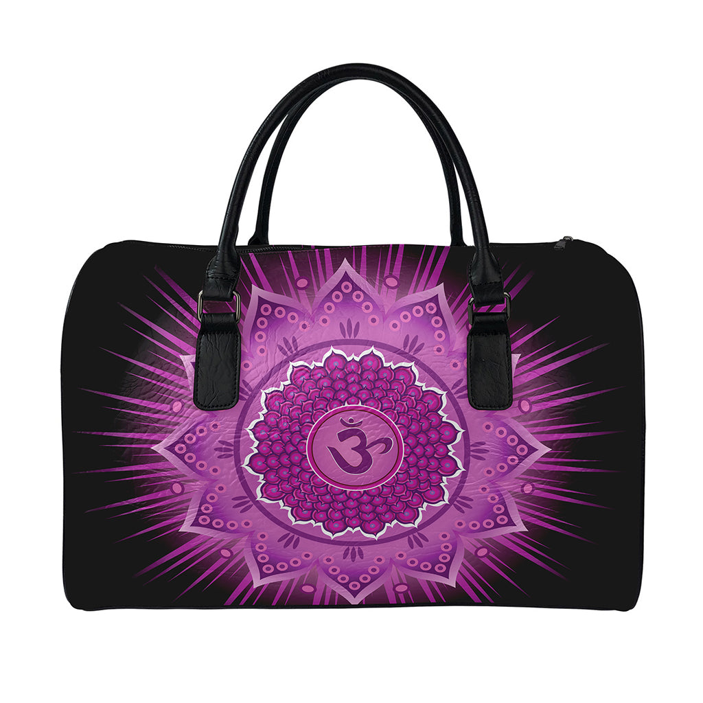 Sahasrara Chakra Mandala Print Leather Duffle Bag
