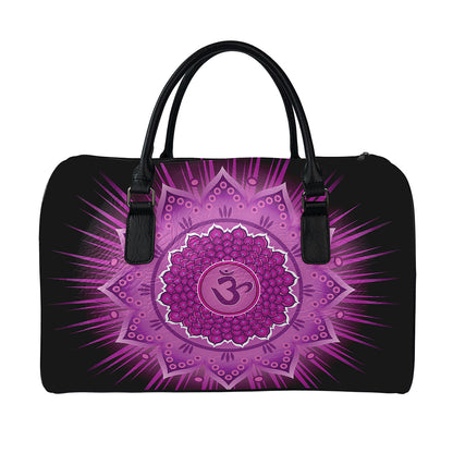 Sahasrara Chakra Mandala Print Leather Duffle Bag