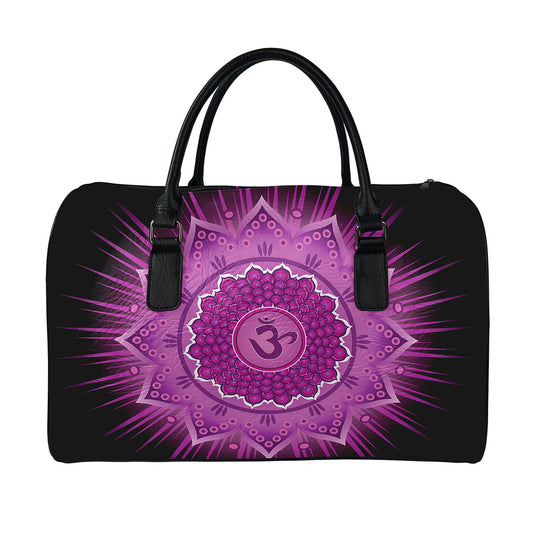 Sahasrara Chakra Mandala Print Leather Duffle Bag