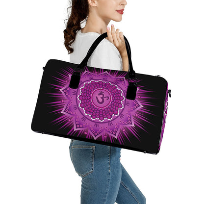 Sahasrara Chakra Mandala Print Leather Duffle Bag