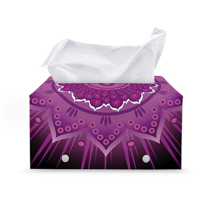 Sahasrara Chakra Mandala Print Leather Tissue Box Cover