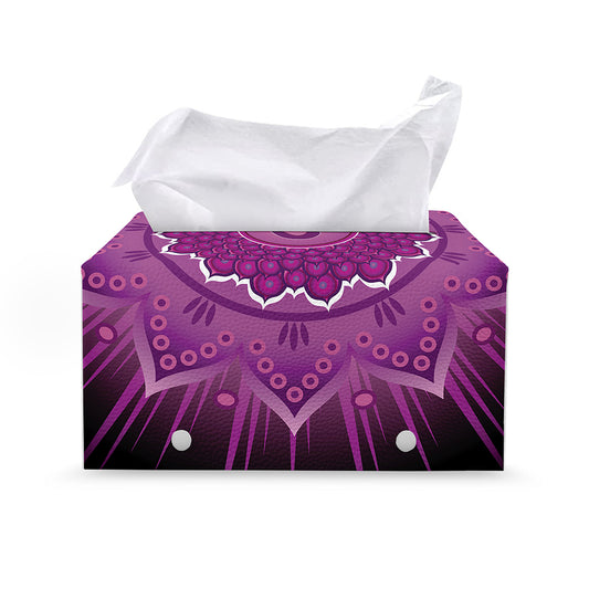 Sahasrara Chakra Mandala Print Leather Tissue Box Cover