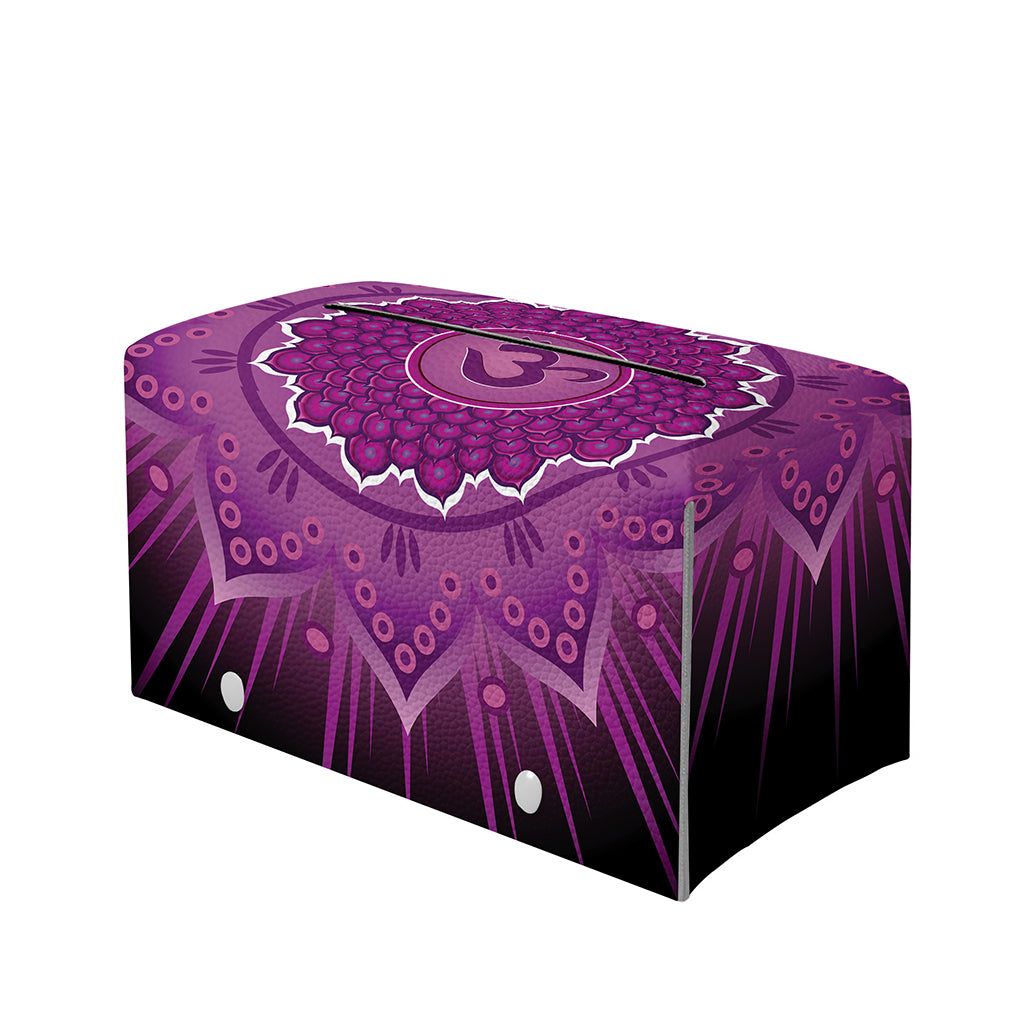 Sahasrara Chakra Mandala Print Leather Tissue Box Cover