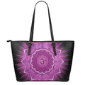 Sahasrara Chakra Mandala Print Leather Tote Bag With Zipper