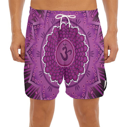 Sahasrara Chakra Mandala Print Men's Split Running Shorts