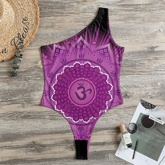 Sahasrara Chakra Mandala Print One Shoulder Bodysuit