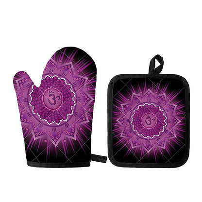 Sahasrara Chakra Mandala Print Oven Mitt And Pot Holder Set