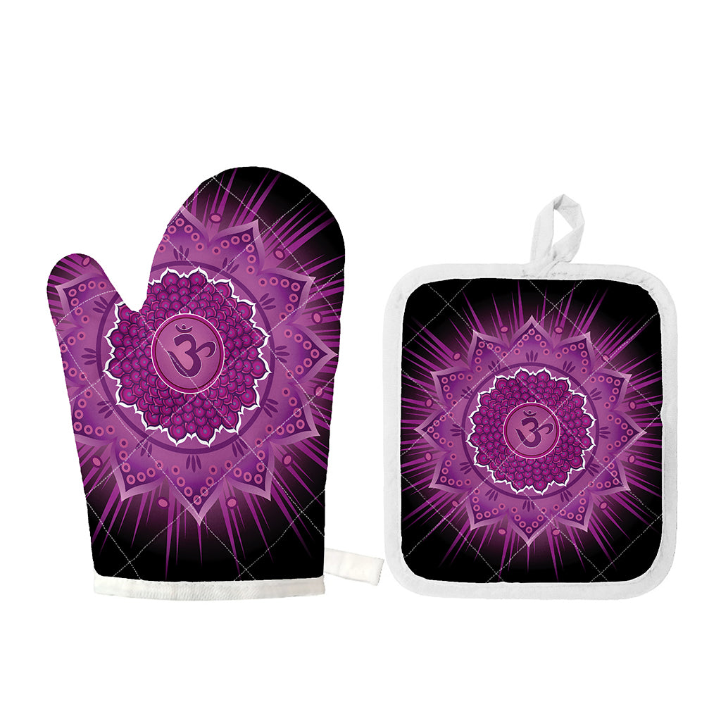 Sahasrara Chakra Mandala Print Oven Mitt And Pot Holder Set