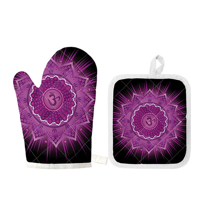 Sahasrara Chakra Mandala Print Oven Mitt And Pot Holder Set