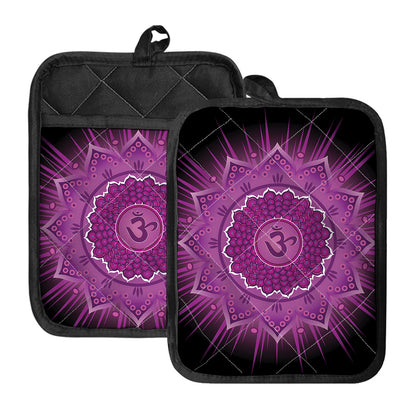 Sahasrara Chakra Mandala Print Pot Holders With Pocket